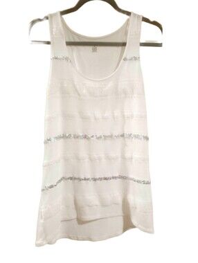 A.n.a. sequined tanktop.  White and silver. New without tags